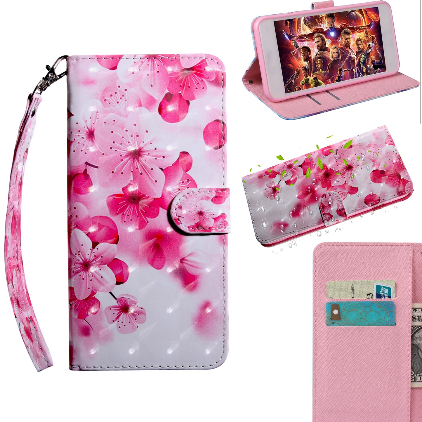 Light Spot Decor Patterned Leather Wallet Case for Samsung Galaxy A40