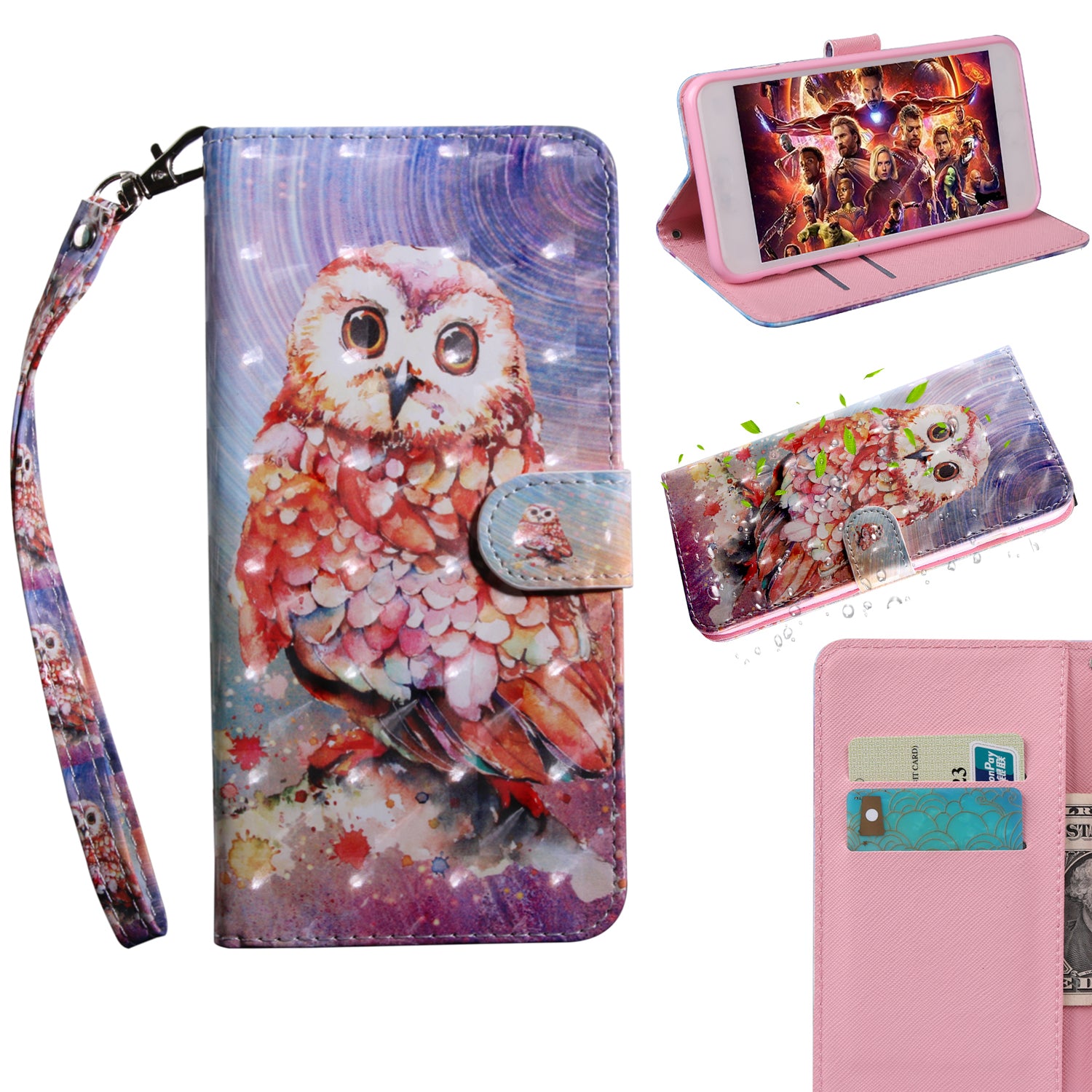 Light Spot Decor Patterned Leather Wallet Case for Samsung Galaxy A40