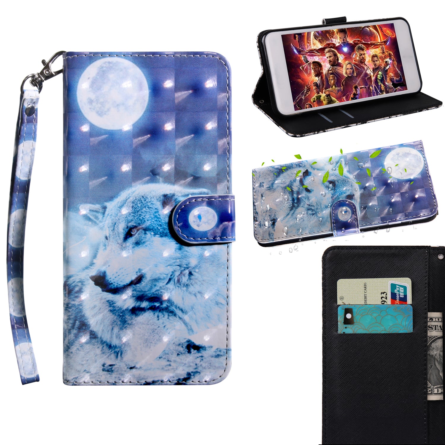 Light Spot Decor Patterned Leather Wallet Case for Samsung Galaxy A40