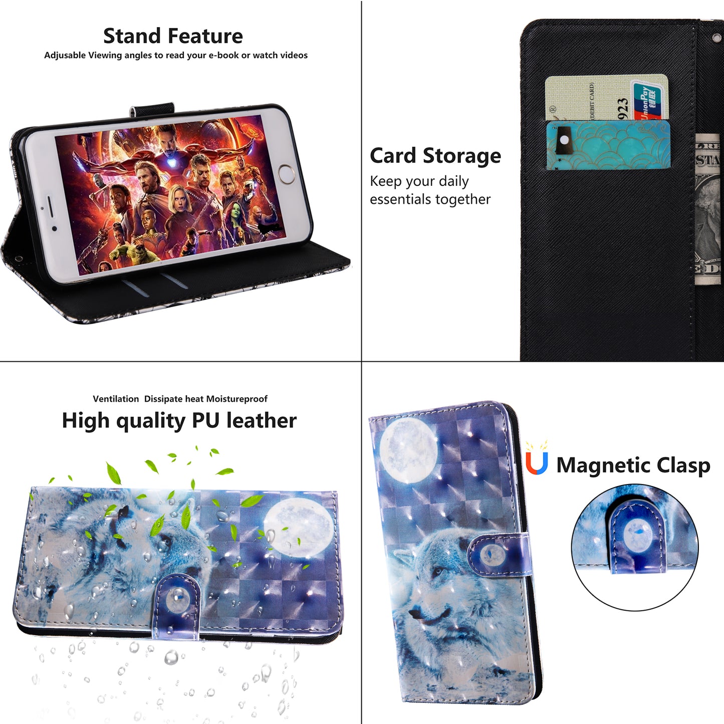 Light Spot Decor Patterned Leather Wallet Case for Samsung Galaxy A40