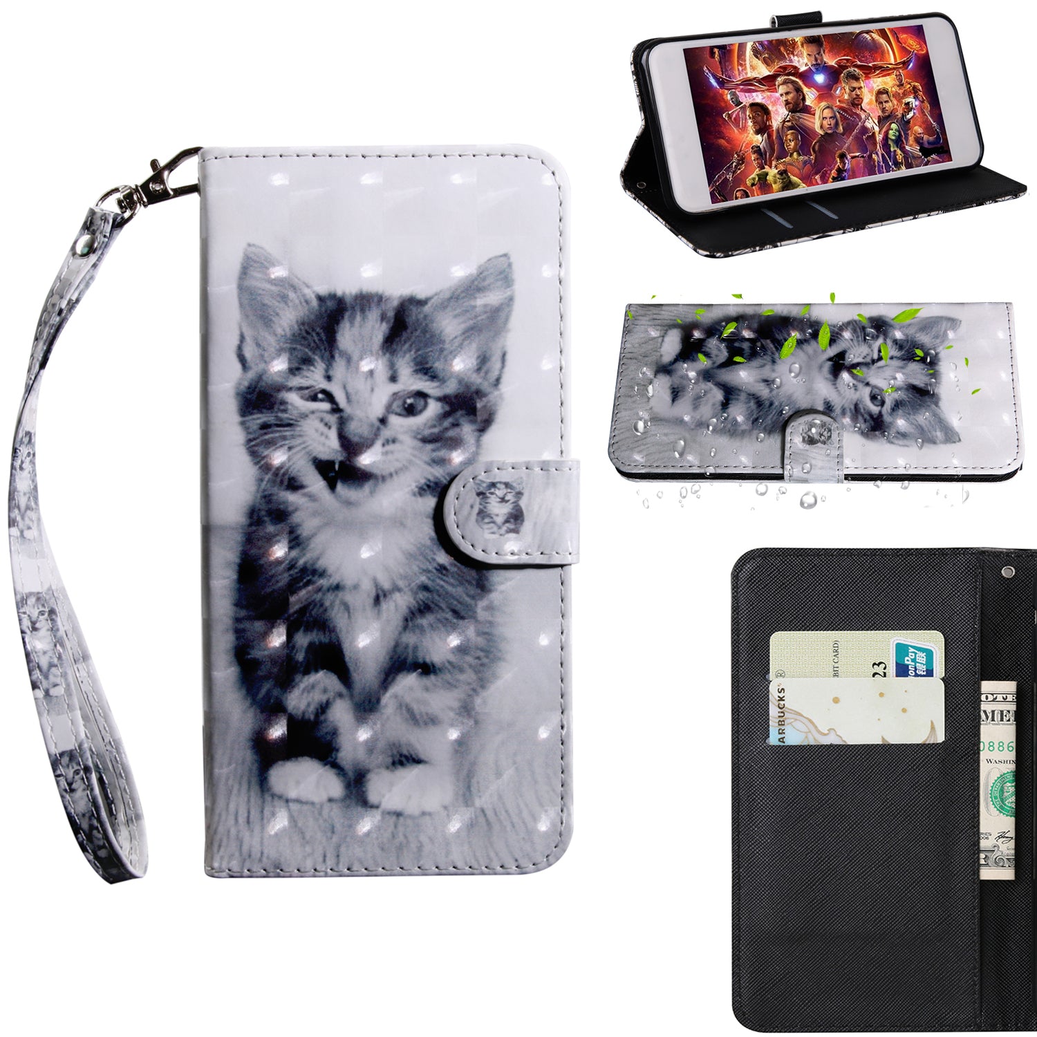 Light Spot Decor Patterned Leather Wallet Case for Samsung Galaxy A40