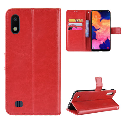 Crazy Horse Leather Wallet Cover with Strap for Samsung Galaxy A10
