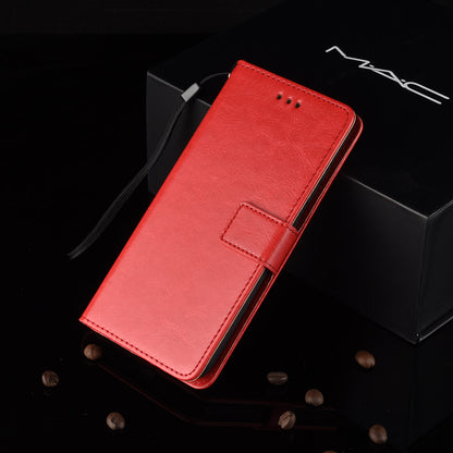 Crazy Horse Leather Wallet Cover with Strap for Samsung Galaxy A10