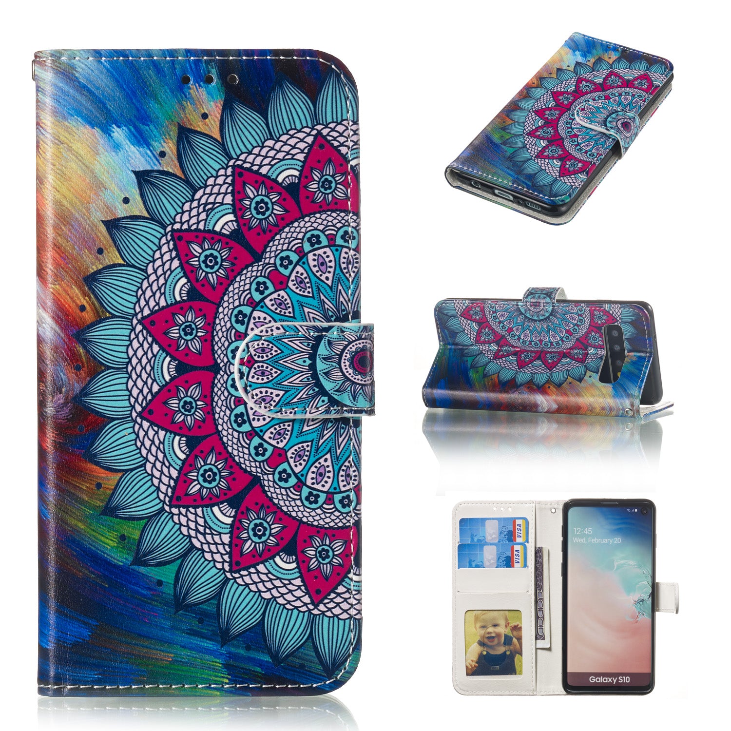For Samsung Galaxy S10 Embossment Patterned Leather Wallet Phone Cover