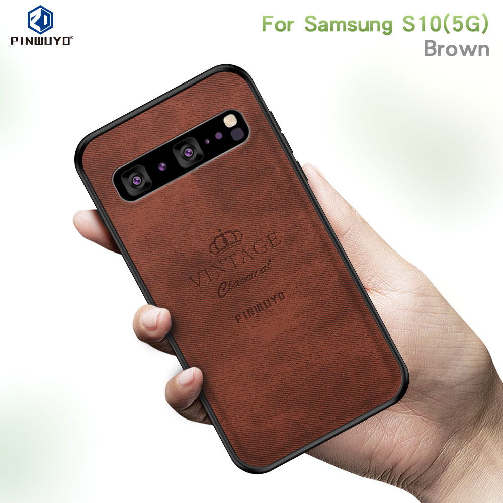 PINWUYO Honorable Series PU Leather Coated PC + TPU Hybrid Case for Samsung Galaxy S10 5G