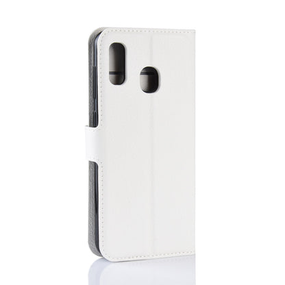 Litchi Skin PU Leather Phone Cover Shell with 3 Card Slots for Samsung Galaxy A40 Cell Phone Accessory