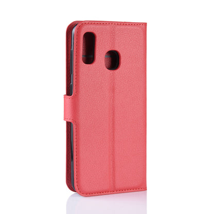 Litchi Skin PU Leather Phone Cover Shell with 3 Card Slots for Samsung Galaxy A40 Cell Phone Accessory