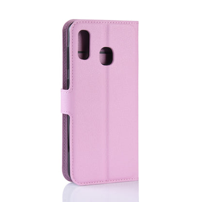 Litchi Skin PU Leather Phone Cover Shell with 3 Card Slots for Samsung Galaxy A40 Cell Phone Accessory