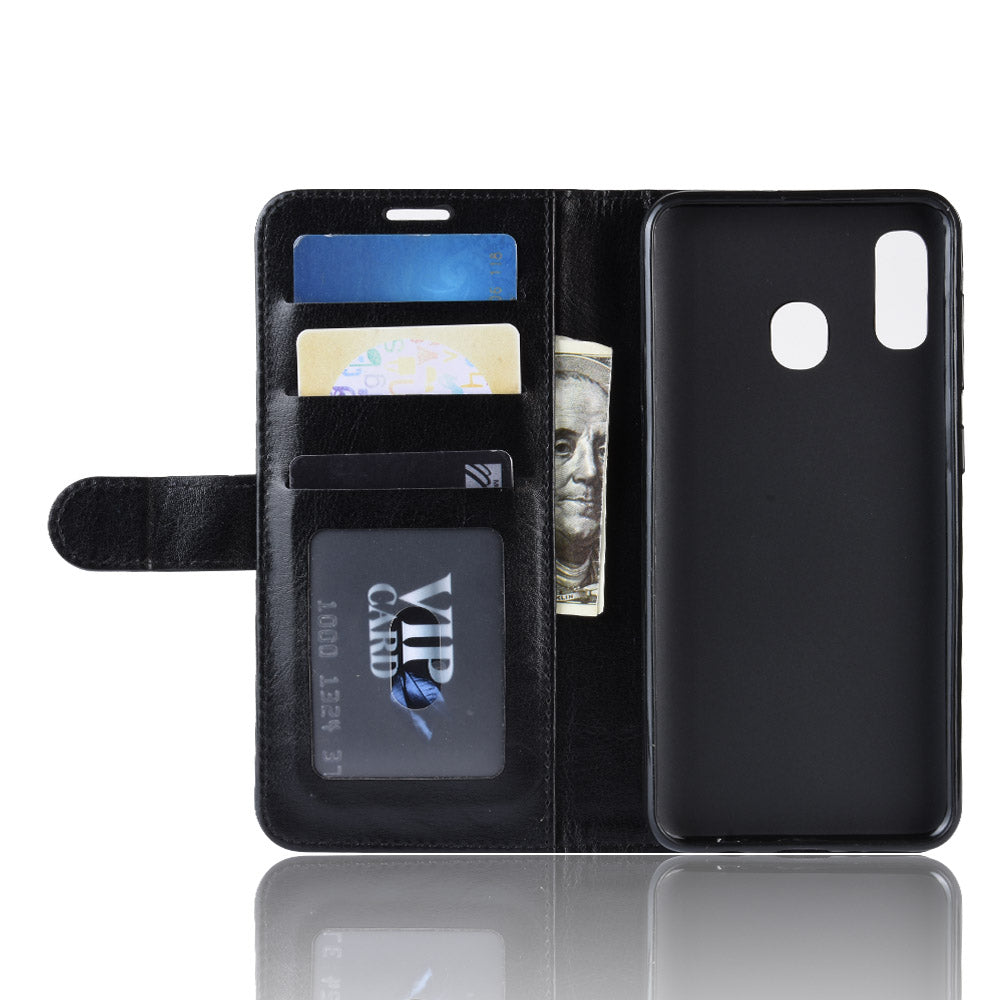 Crazy Horse PU Leather Flip Stand Cell Phone Cover with Wallet for Samsung Galaxy A40