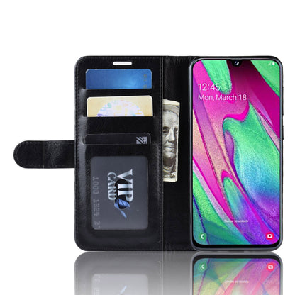 Crazy Horse PU Leather Flip Stand Cell Phone Cover with Wallet for Samsung Galaxy A40
