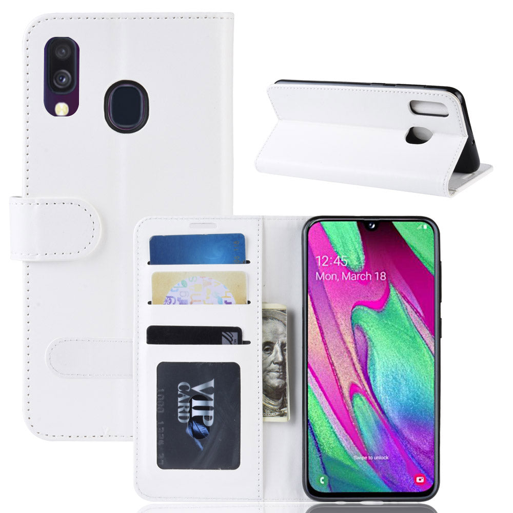 Crazy Horse PU Leather Flip Stand Cell Phone Cover with Wallet for Samsung Galaxy A40