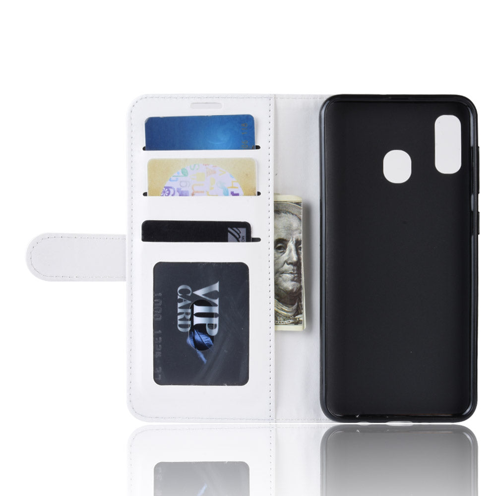 Crazy Horse PU Leather Flip Stand Cell Phone Cover with Wallet for Samsung Galaxy A40