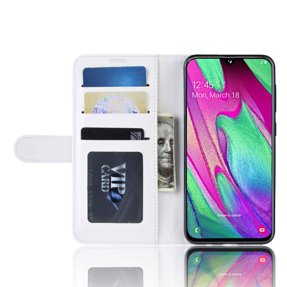 Crazy Horse PU Leather Flip Stand Cell Phone Cover with Wallet for Samsung Galaxy A40