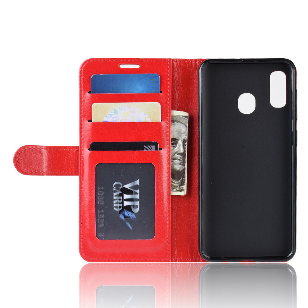 Crazy Horse PU Leather Flip Stand Cell Phone Cover with Wallet for Samsung Galaxy A40