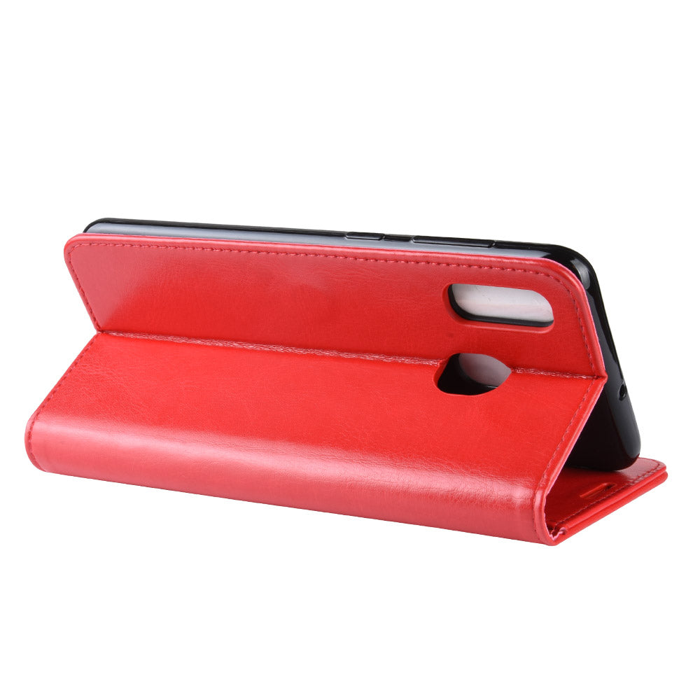 Crazy Horse PU Leather Flip Stand Cell Phone Cover with Wallet for Samsung Galaxy A40