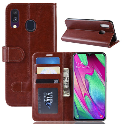 Crazy Horse PU Leather Flip Stand Cell Phone Cover with Wallet for Samsung Galaxy A40