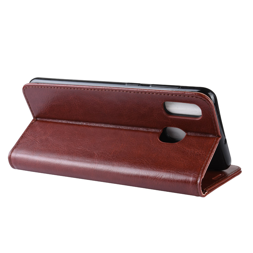 Crazy Horse PU Leather Flip Stand Cell Phone Cover with Wallet for Samsung Galaxy A40