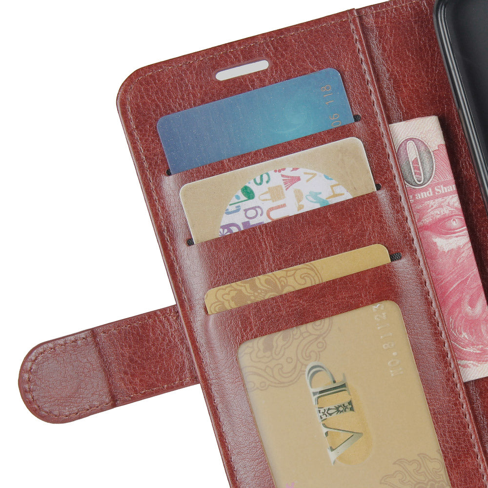 Crazy Horse PU Leather Flip Stand Cell Phone Cover with Wallet for Samsung Galaxy A40
