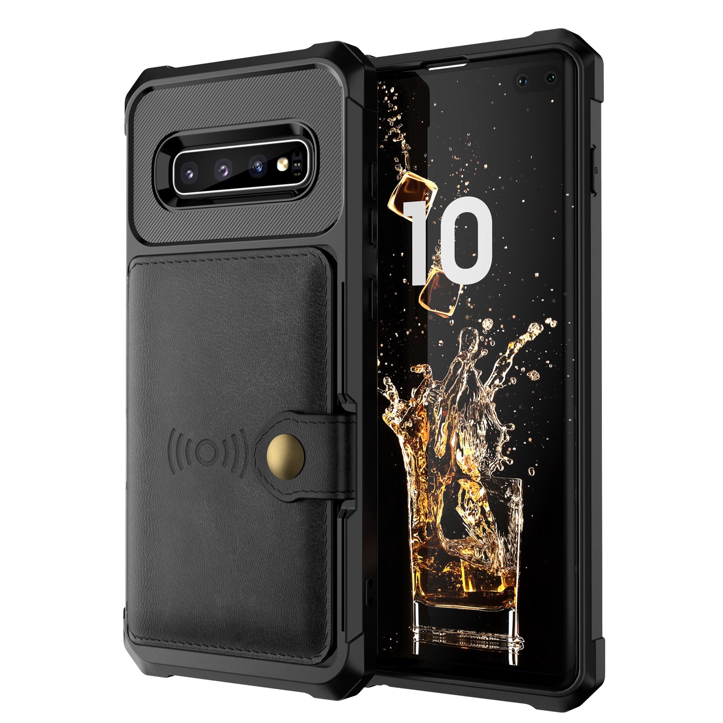 For Samsung Galaxy S10 Plus PU Leather Coated TPU Wallet Kickstand Mobile Shell (Built-in Magnetic Sheet)
