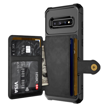 For Samsung Galaxy S10 Plus PU Leather Coated TPU Wallet Kickstand Mobile Shell (Built-in Magnetic Sheet)