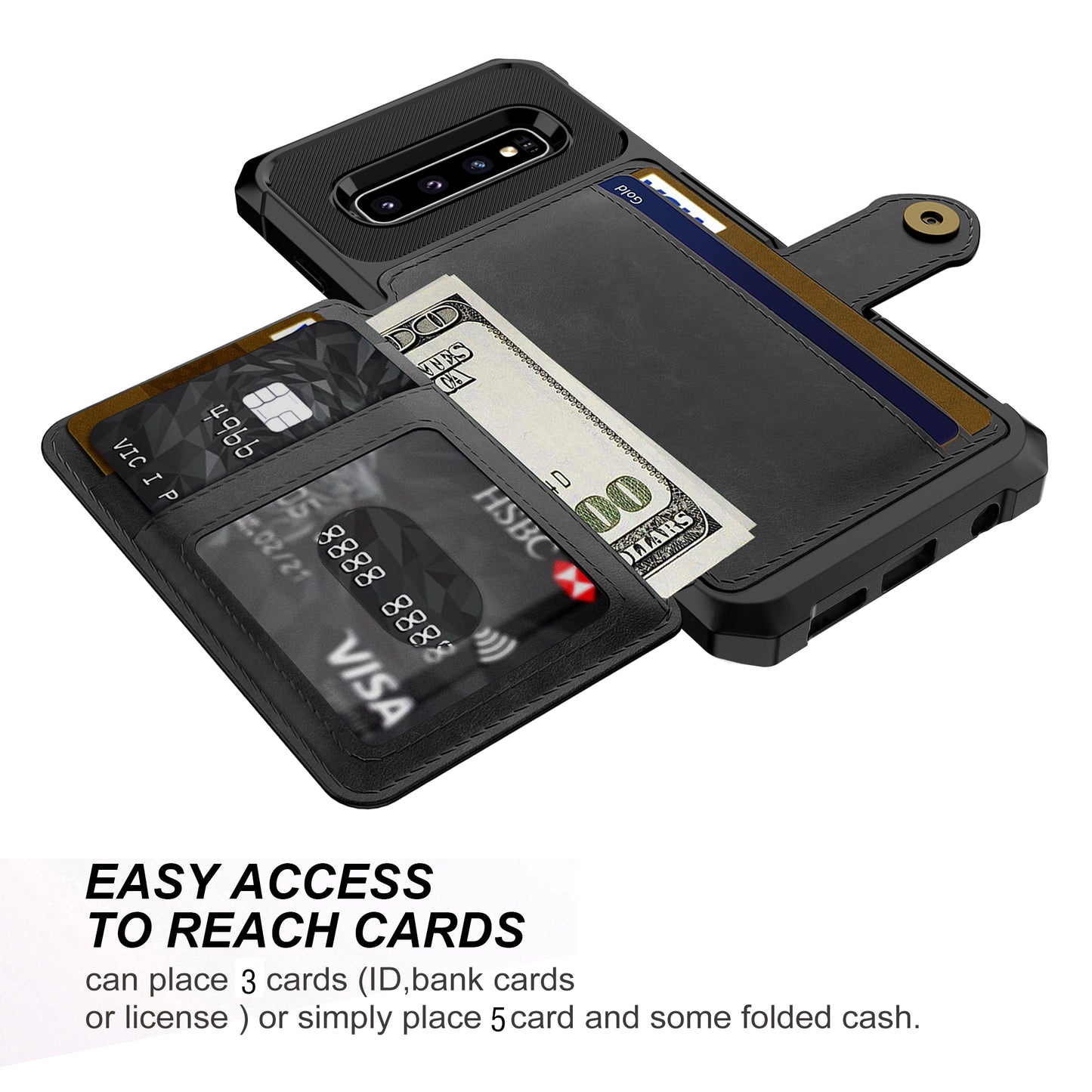For Samsung Galaxy S10 Plus PU Leather Coated TPU Wallet Kickstand Mobile Shell (Built-in Magnetic Sheet)