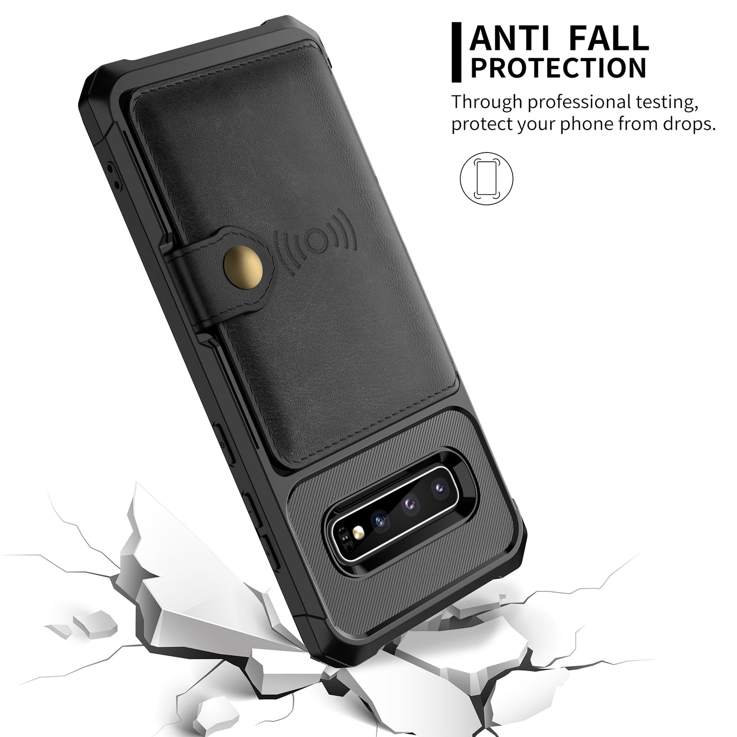 For Samsung Galaxy S10 Plus PU Leather Coated TPU Wallet Kickstand Mobile Shell (Built-in Magnetic Sheet)
