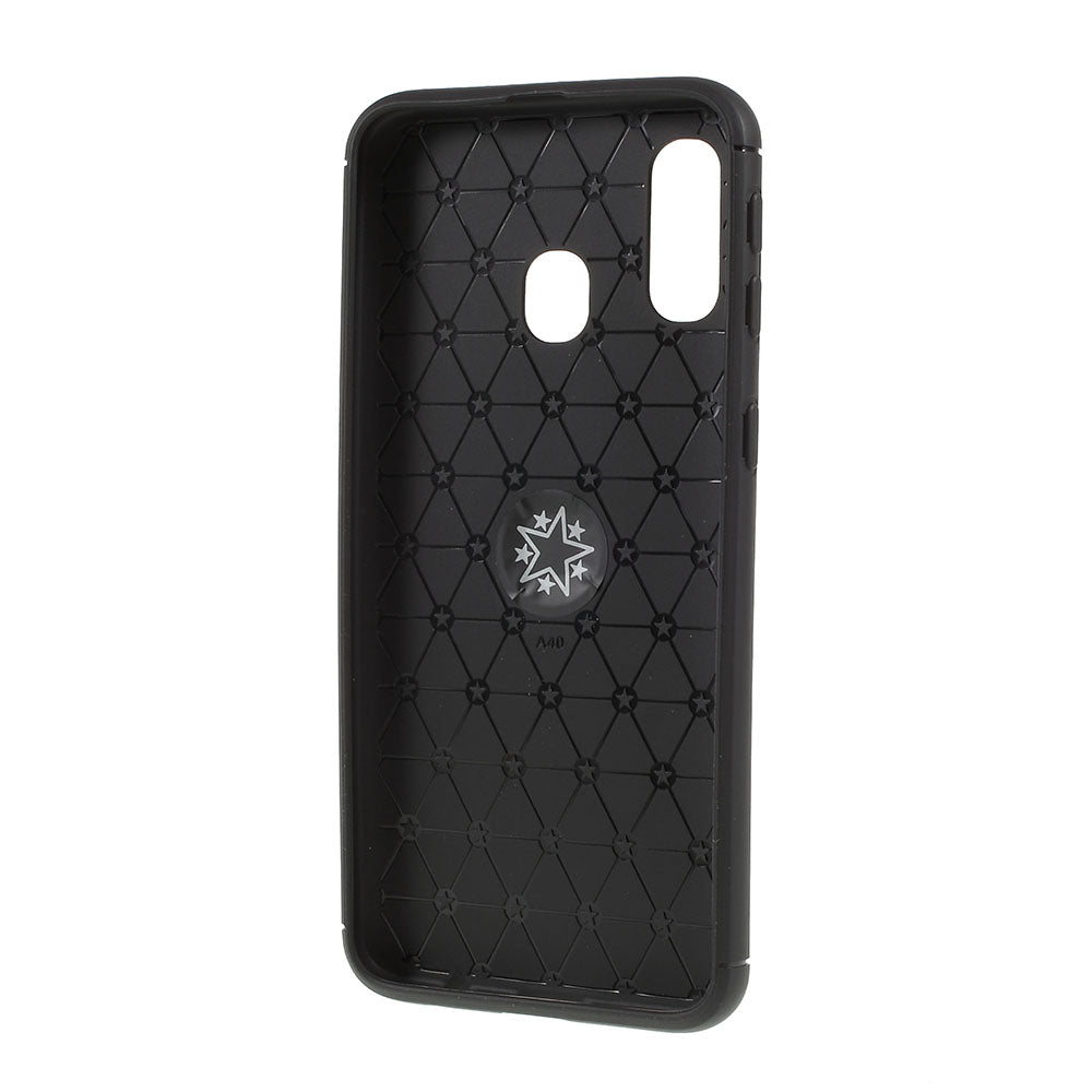 Finger Ring Kickstand TPU Case for Samsung Galaxy A40 (Built-in Metal Sheet)