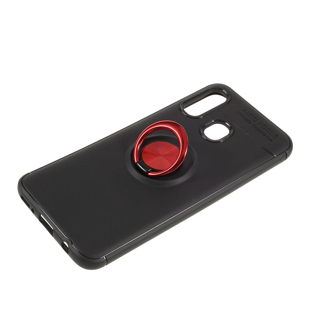 Finger Ring Kickstand TPU Case for Samsung Galaxy A40 (Built-in Metal Sheet)