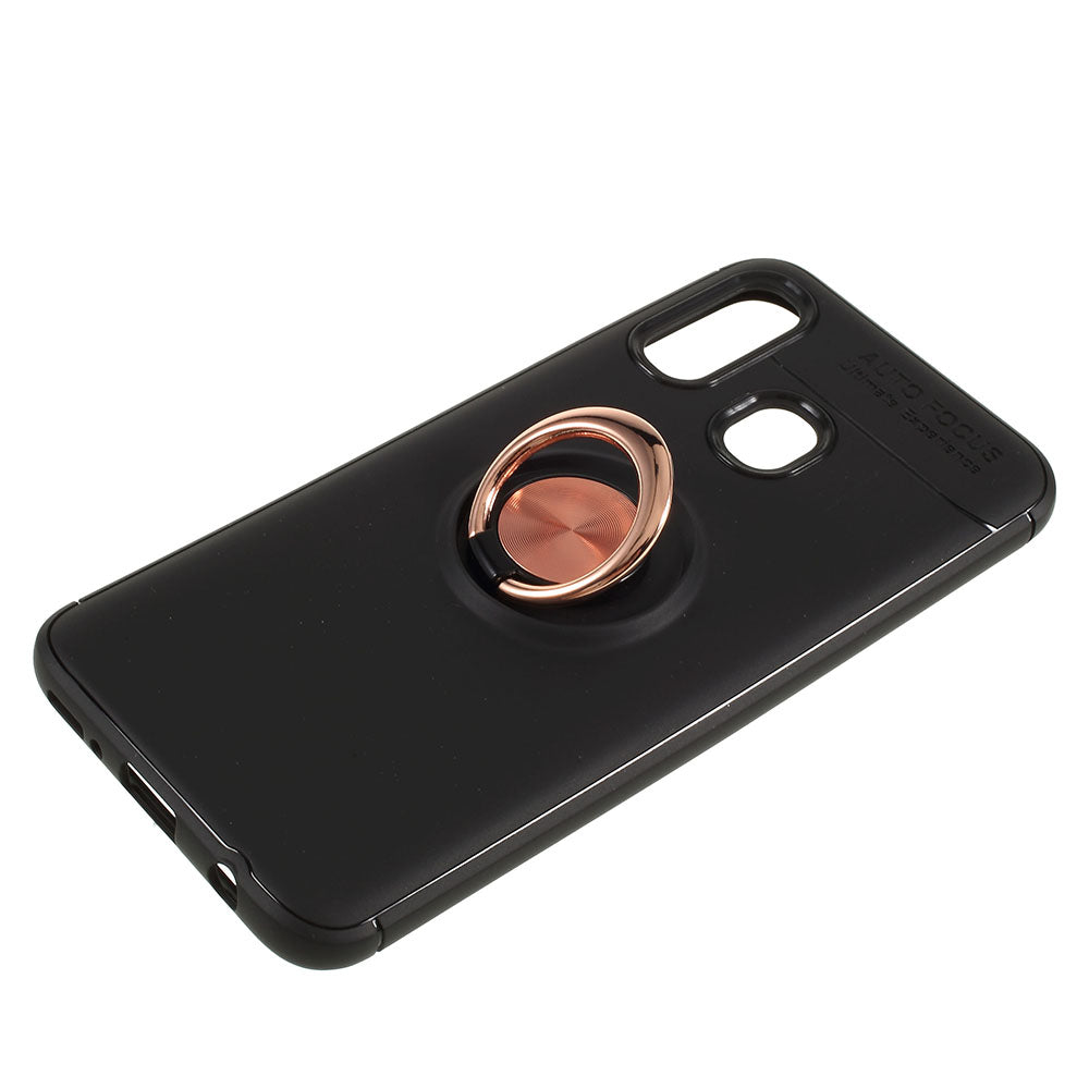 Finger Ring Kickstand TPU Case for Samsung Galaxy A40 (Built-in Metal Sheet)