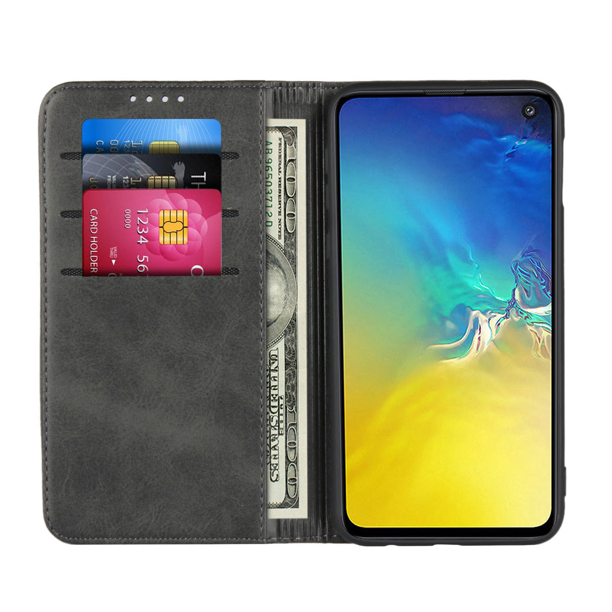 Auto-absorbed Leather Wallet Stand Cover for Samsung Galaxy S10e