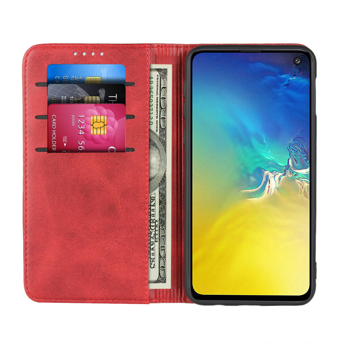 Auto-absorbed Leather Wallet Stand Cover for Samsung Galaxy S10e