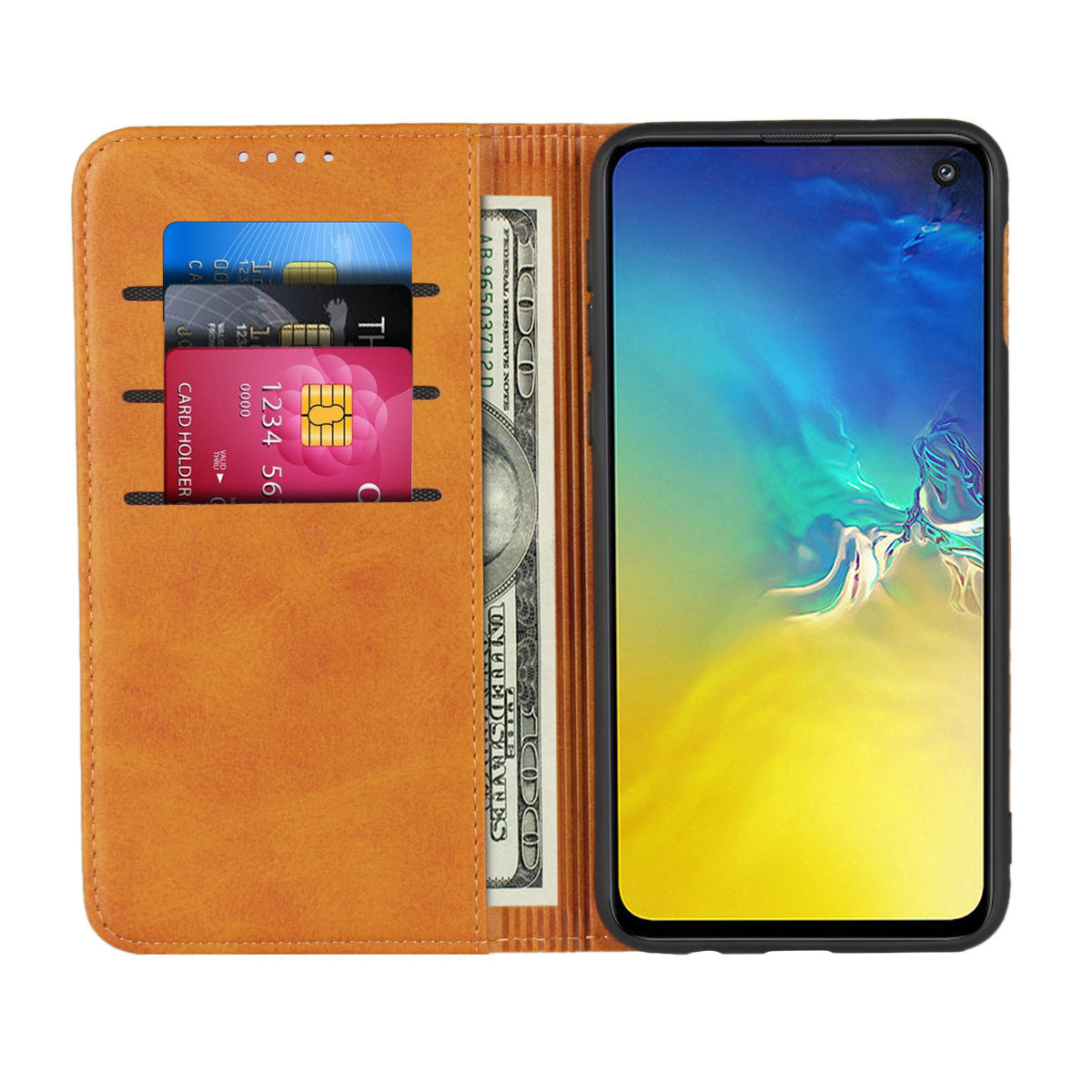 Auto-absorbed Leather Wallet Stand Cover for Samsung Galaxy S10e