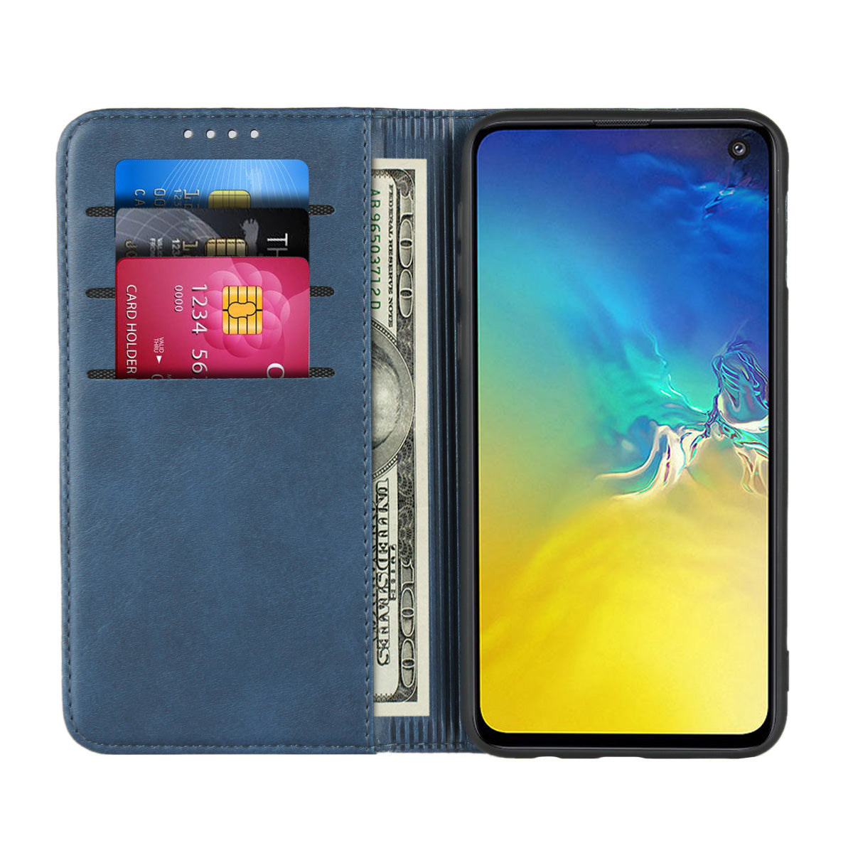 Auto-absorbed Leather Wallet Stand Cover for Samsung Galaxy S10e