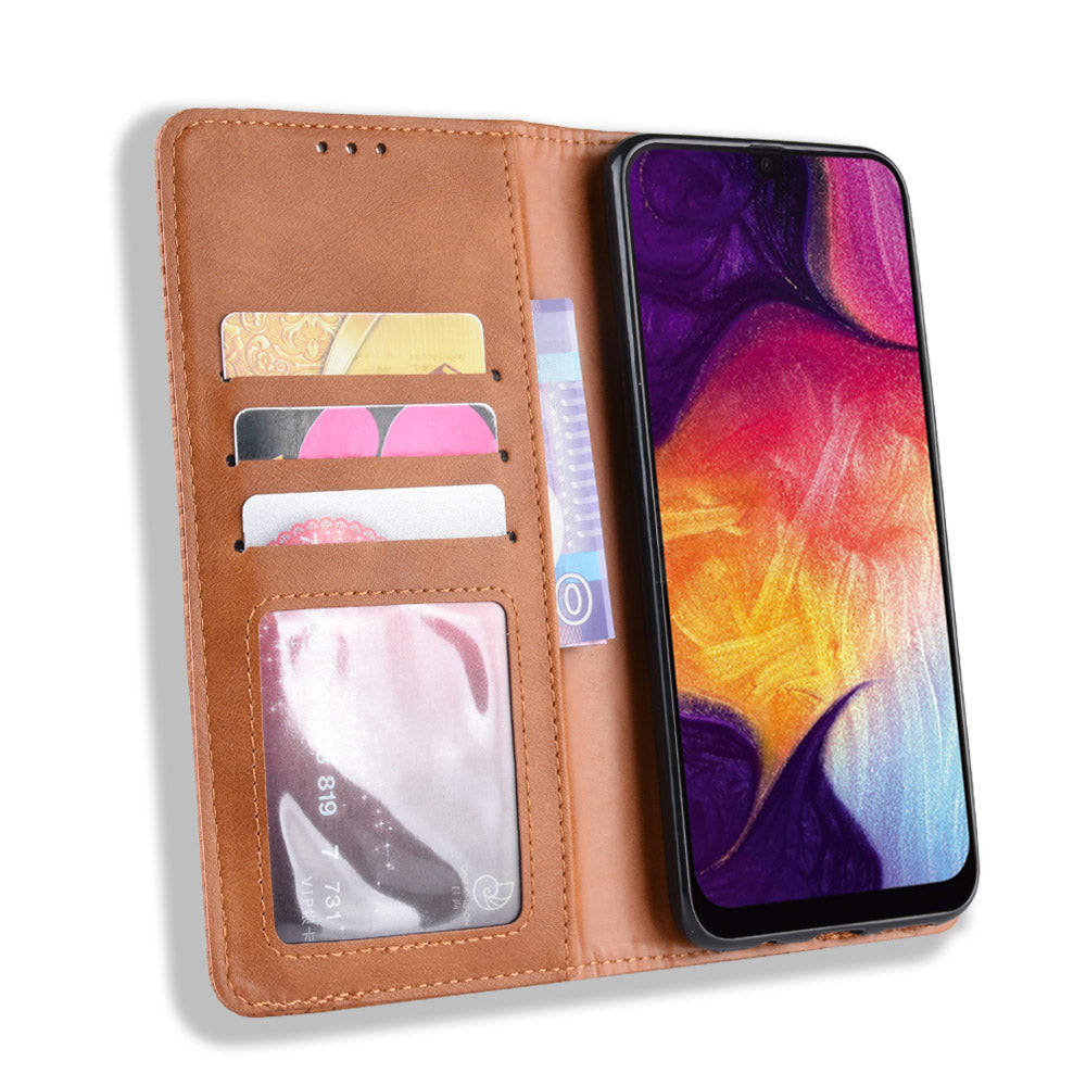 Vintage Style PU Leather Wallet Phone Case for Samsung Galaxy A70