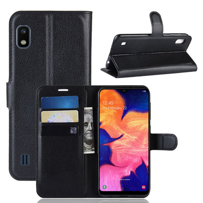Litchi Skin PU Leather Wallet Mobile Phone Case for Samsung Galaxy A10