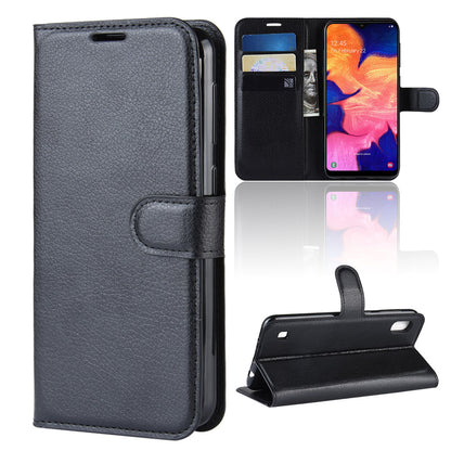 Litchi Skin PU Leather Wallet Mobile Phone Case for Samsung Galaxy A10