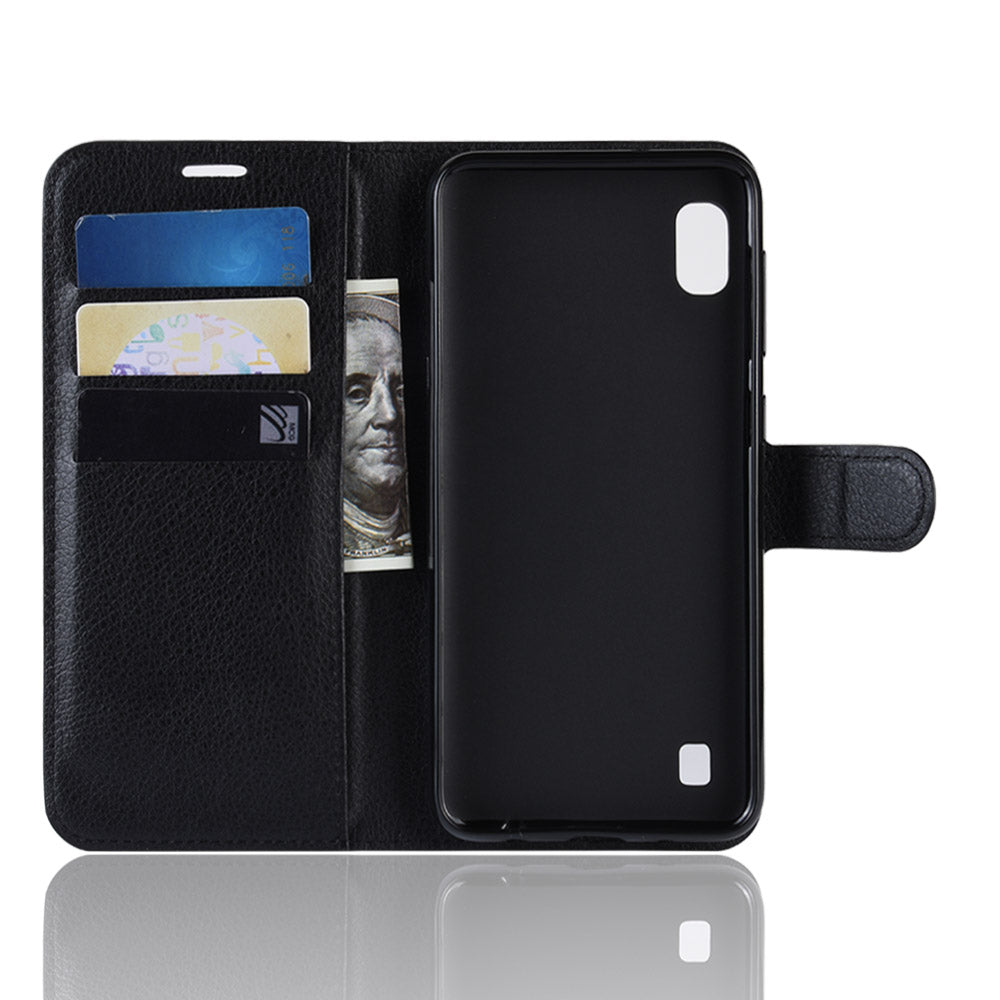 Litchi Skin PU Leather Wallet Mobile Phone Case for Samsung Galaxy A10