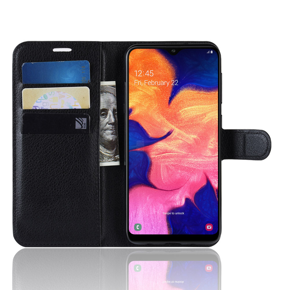 Litchi Skin PU Leather Wallet Mobile Phone Case for Samsung Galaxy A10