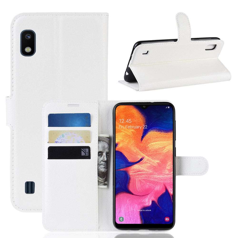 Litchi Skin PU Leather Wallet Mobile Phone Case for Samsung Galaxy A10