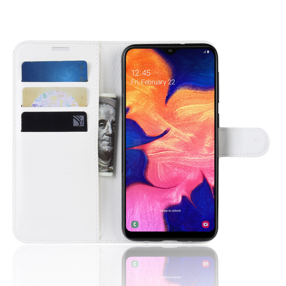 Litchi Skin PU Leather Wallet Mobile Phone Case for Samsung Galaxy A10