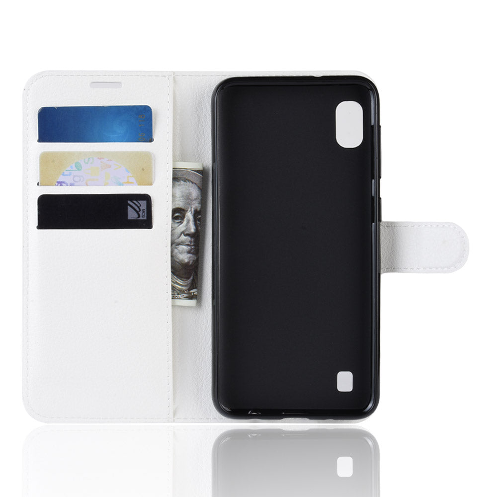Litchi Skin PU Leather Wallet Mobile Phone Case for Samsung Galaxy A10