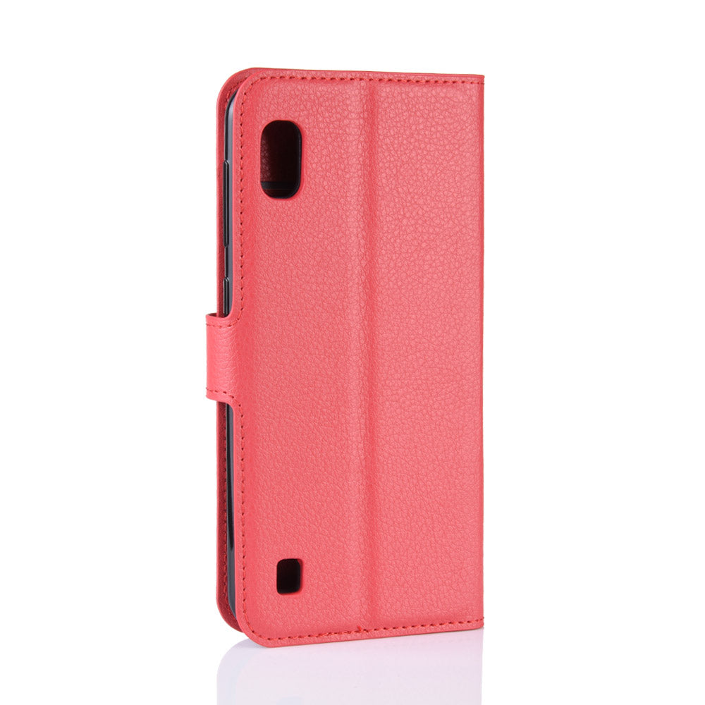 Litchi Skin PU Leather Wallet Mobile Phone Case for Samsung Galaxy A10
