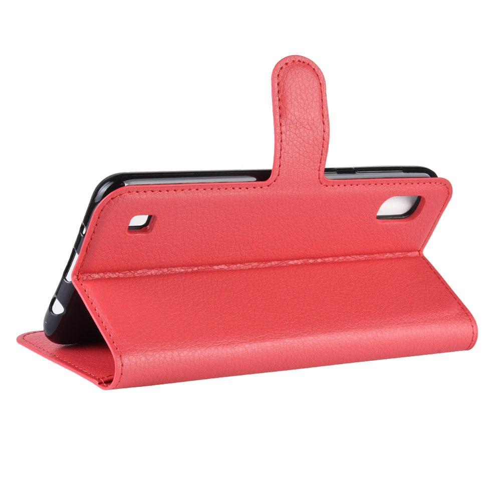 Litchi Skin PU Leather Wallet Mobile Phone Case for Samsung Galaxy A10