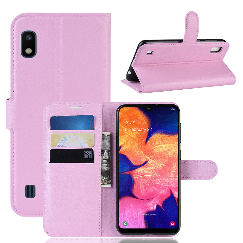 Litchi Skin PU Leather Wallet Mobile Phone Case for Samsung Galaxy A10