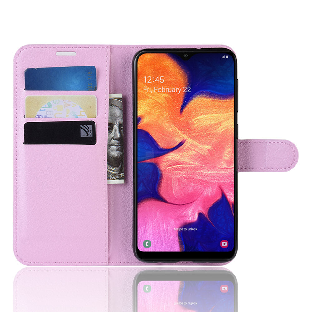 Litchi Skin PU Leather Wallet Mobile Phone Case for Samsung Galaxy A10