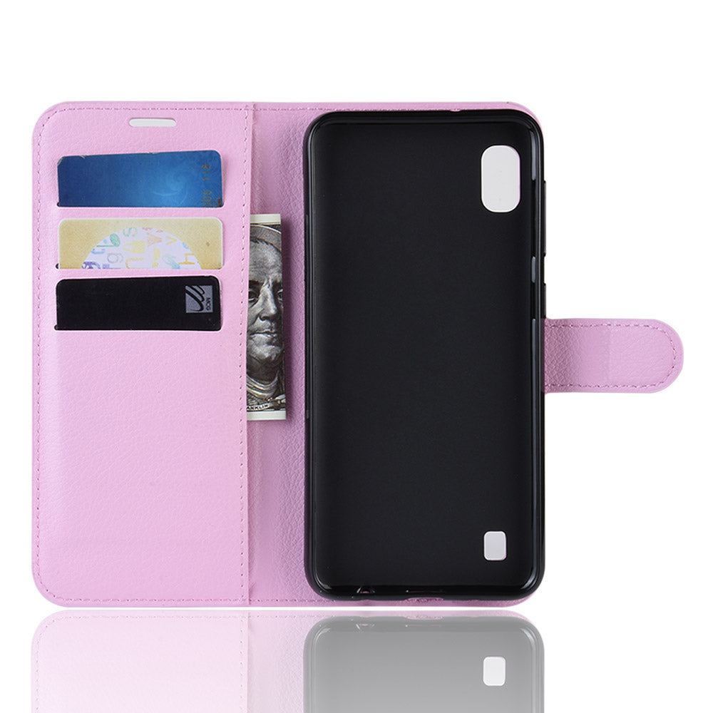 Litchi Skin PU Leather Wallet Mobile Phone Case for Samsung Galaxy A10