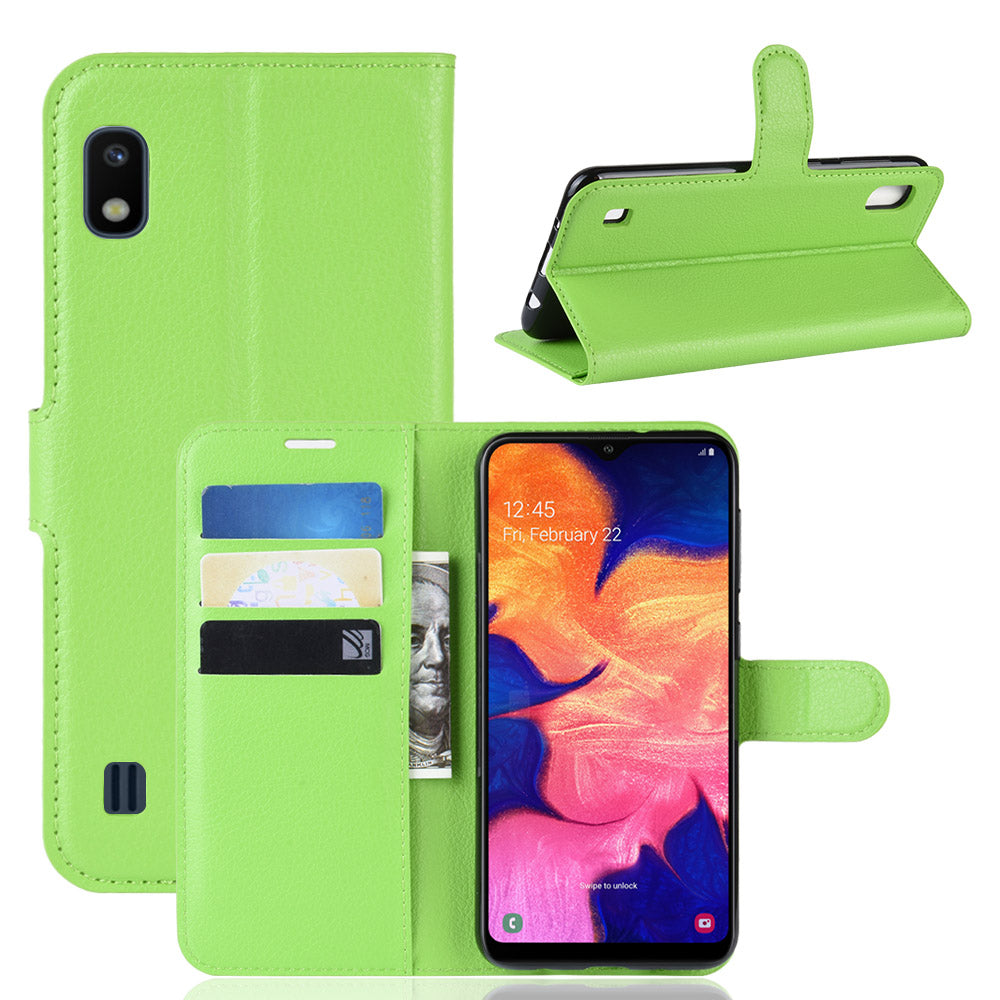 Litchi Skin PU Leather Wallet Mobile Phone Case for Samsung Galaxy A10