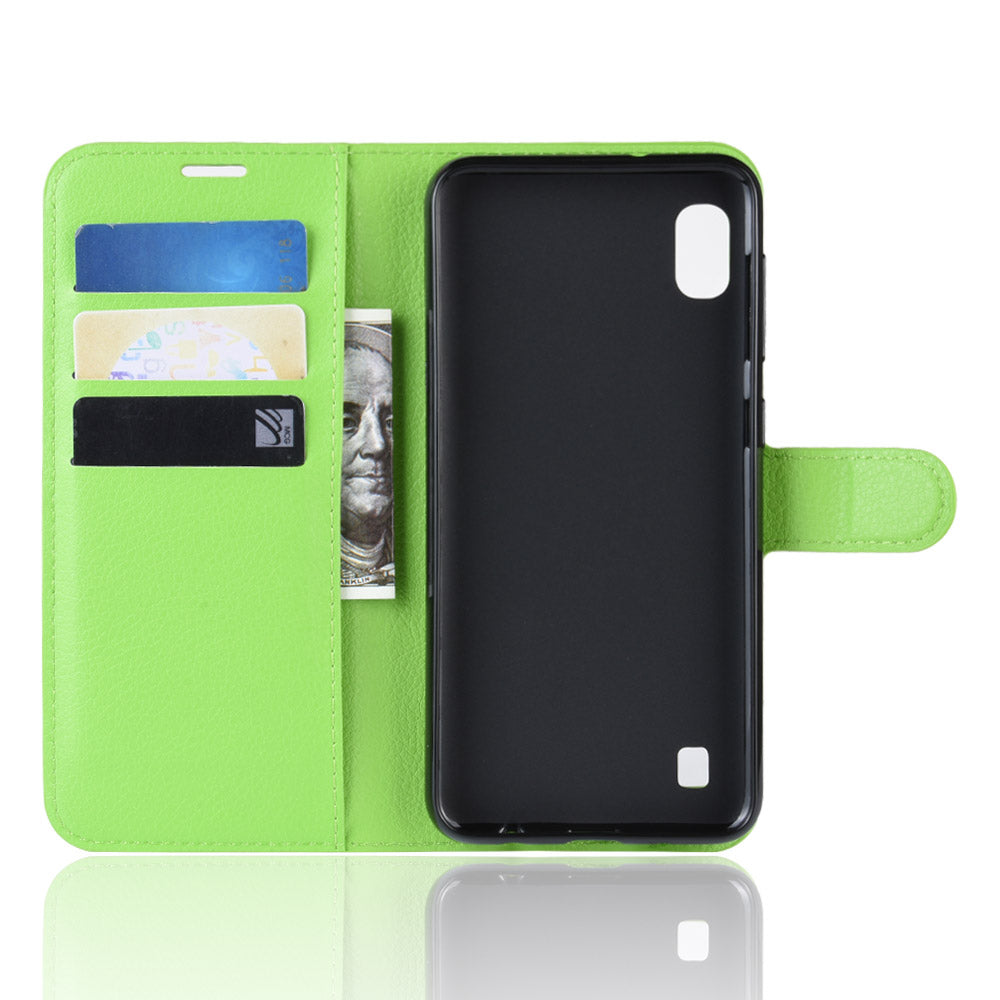 Litchi Skin PU Leather Wallet Mobile Phone Case for Samsung Galaxy A10