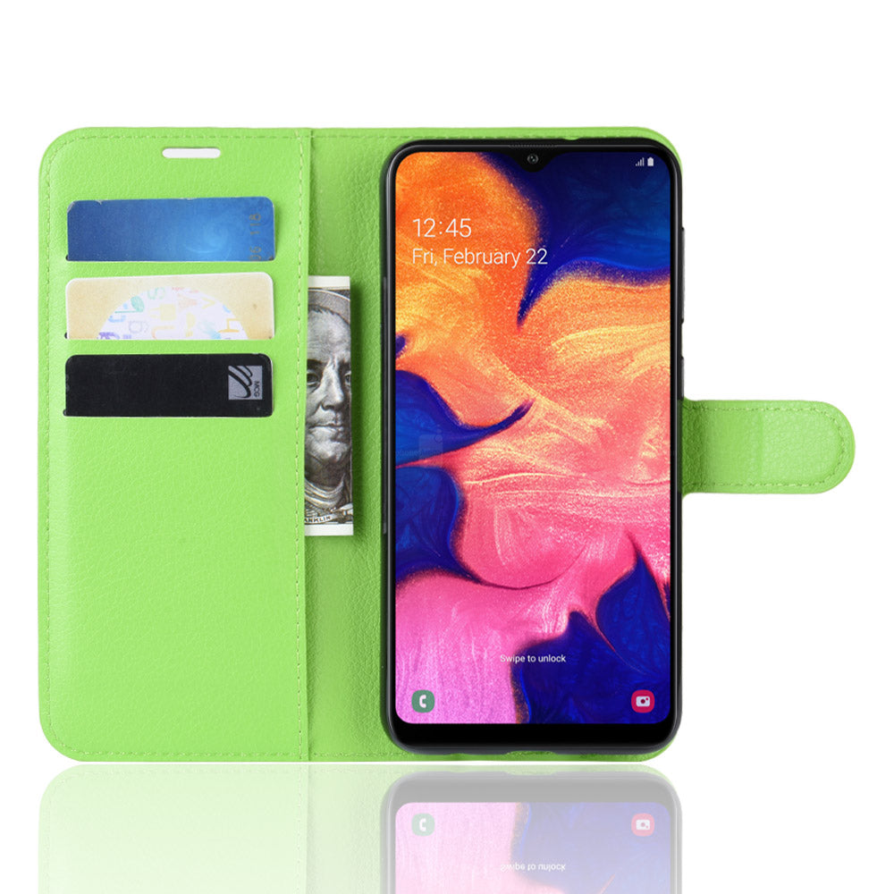 Litchi Skin PU Leather Wallet Mobile Phone Case for Samsung Galaxy A10