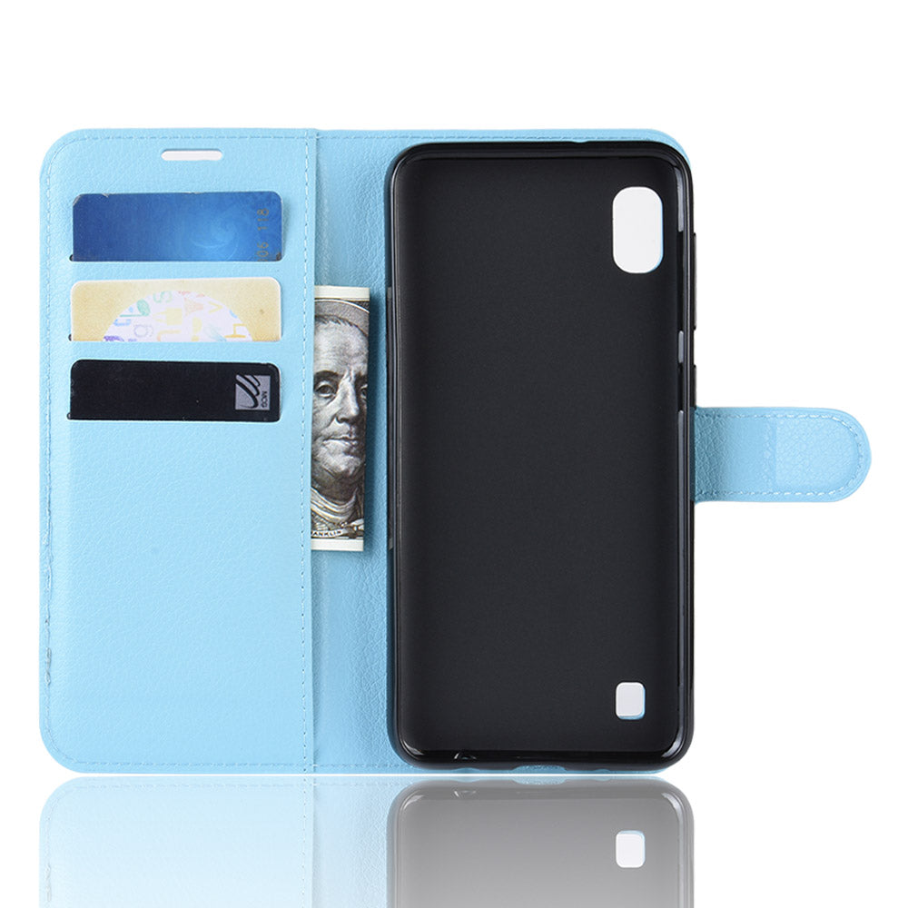 Litchi Skin PU Leather Wallet Mobile Phone Case for Samsung Galaxy A10
